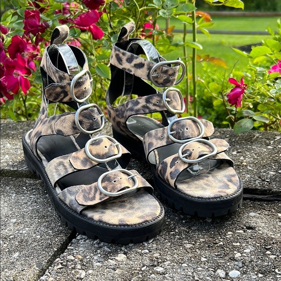 ALLSAINTS | Gladiator Raquel | Leopard Print Sandals | Size 9 - Picture 3 of 16